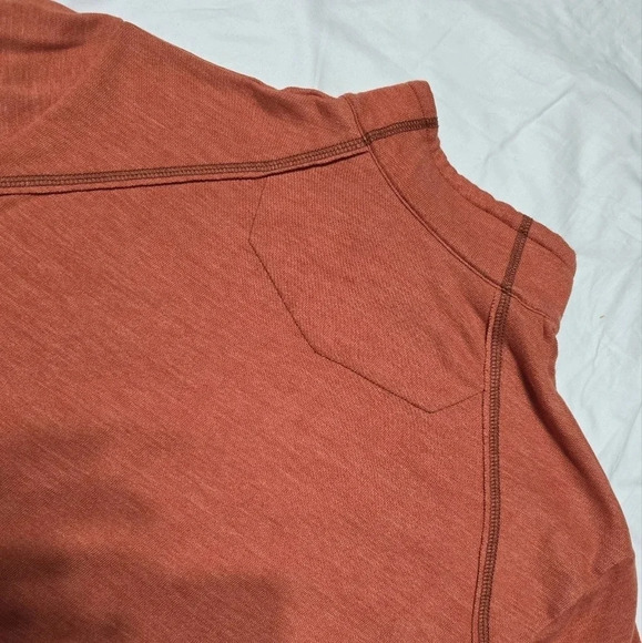 Tommy Bahama Knit 1/4 Zip Pullover in Dusky Orange, Exposed Stitching, EUC! - Picture 3 of 9